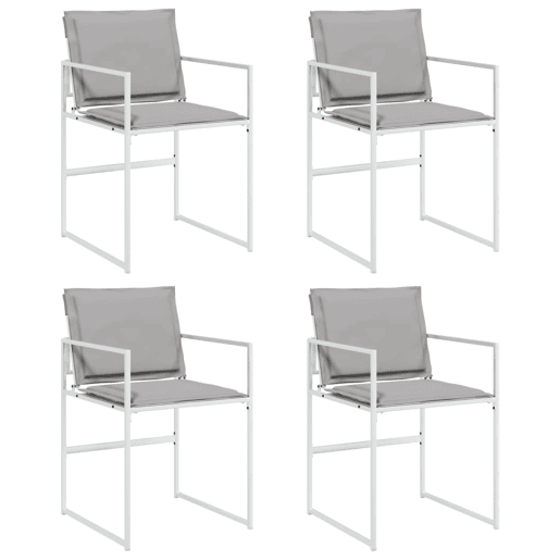 Cadeiras de jardim - Cadeiras de exterior c almofadões 4 pcs aço e textilene branco