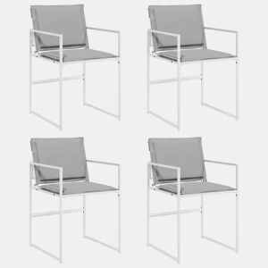 Cadeiras de jardim - Cadeiras de exterior c almofadões 4 pcs aço e textilene branco