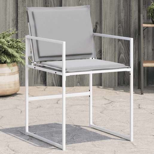 Cadeiras de jardim - Cadeiras de exterior c almofadões 4 pcs aço e textilene branco