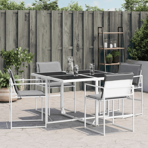 Cadeiras de jardim - Cadeiras de exterior c almofadões 4 pcs aço e textilene branco