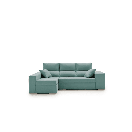 Chaise longue com pufe grande, verde-esmeralda, à esquerda
