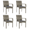 Cadeiras de jardim - Cadeiras de exterior c almofadões 4 pcs vime PE cinzento