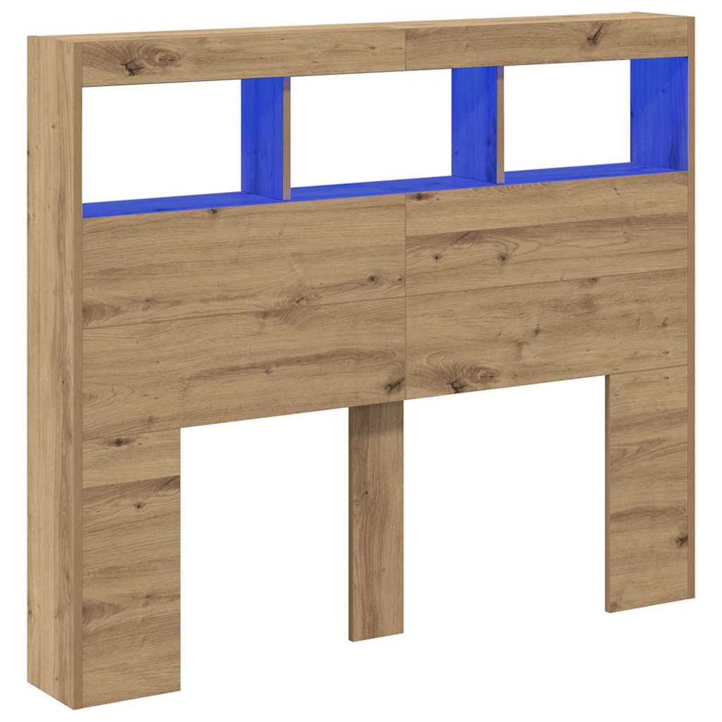 Cabecera con led con estante roble artisan 121 x 17 x 102 cm