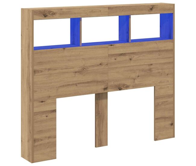 Cabecera con led con estante roble artisan 121 x 17 x 102 cm