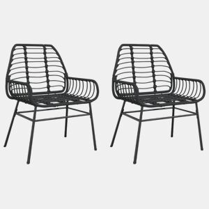 Conjunto 2 cadeiras de jardim - Cadeiras exterior vime, preto