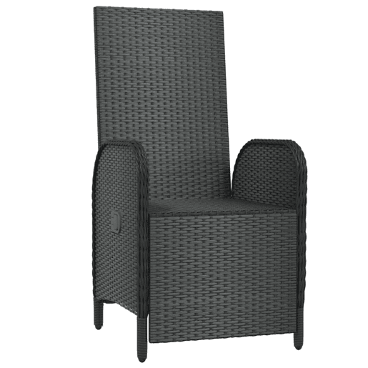 Lote de 2 Poltronas reclináveis exterior - Cadeira de jardim c almofadões vime PE preto Lote de 2 Poltronas reclináveis exterior - Cadeira de jardim c almofadões vime PE preto