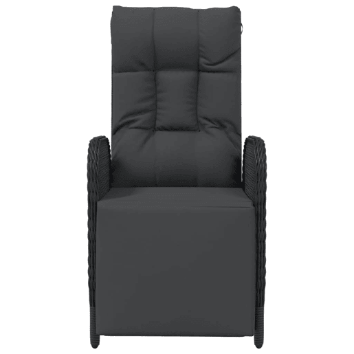 Lote de 2 Poltronas reclináveis exterior - Cadeira de jardim c almofadões vime PE preto Lote de 2 Poltronas reclináveis exterior - Cadeira de jardim c almofadões vime PE preto