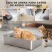Arenero para Gatos ABS, Acero Inoxidable PawHut Arenero para Gatos ABS, Acero Inoxidable PawHut Gris Claro