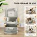 Arenero para Gatos ABS, Acero Inoxidable PawHut Arenero para Gatos ABS, Acero Inoxidable PawHut Gris Claro