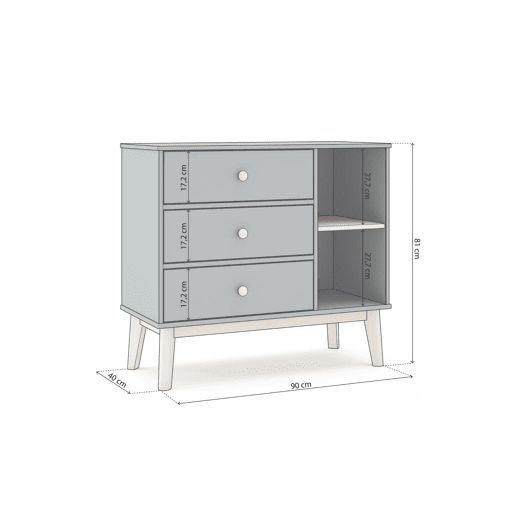 Cómoda Misty Breeze Youth Verde Salvia - Oak 90 x 81 x 40 cm