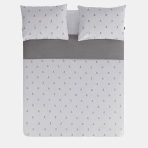 Cama definida (estojo nórdico 240x220 + 2 50x85cm travesseiros) 100% de algodão cinza escuro e cambalhotas cinza cinza