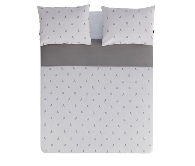 Set cama (funda nórdica 240x220 + 2 fundas almohada 50x85cm) 100% algodón gris oscuro & gris claro calaveras scalpers home