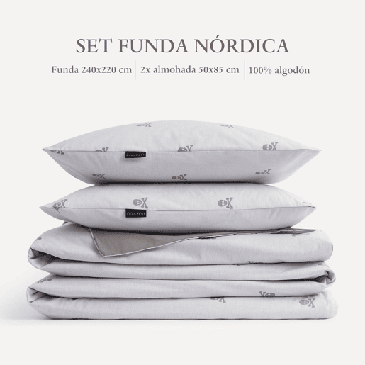 Cama definida (estojo nórdico 240x220 + 2 50x85cm travesseiros) 100% de algodão cinza escuro e cambalhotas cinza cinza Cama definida (estojo nórdico 240x220 + 2 50x85cm travesseiros) 100% de algodão cinza escuro e cambalhotas cinza cinza