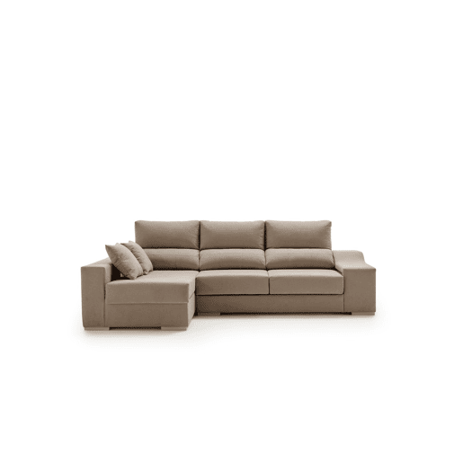 Sofá chaise longue Amethyst 225 marrom com pufes e espaço para armazenamento.