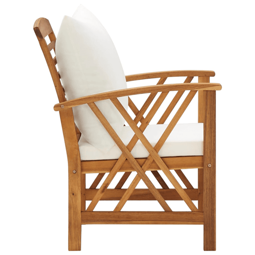 Lote de 2 Cadeiras de jardim - Cadeiras de exterior c almofadões madeira acácia maciça