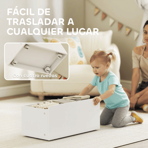 AIYAPLAY Estante Infantil para Brinquedos com 6 Caixas Removíveis 3 Prateleiras Abertas e Gaveta Inferior com Rodas Organizador para Quarto Sala de Jogos Escola Infantil 100x30x80 cm Branco