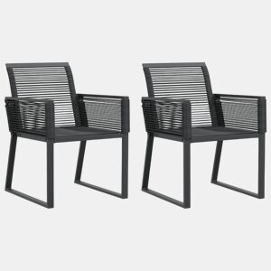 Conjunto 2 cadeiras de jardim - Cadeiras exterior vime, preto
