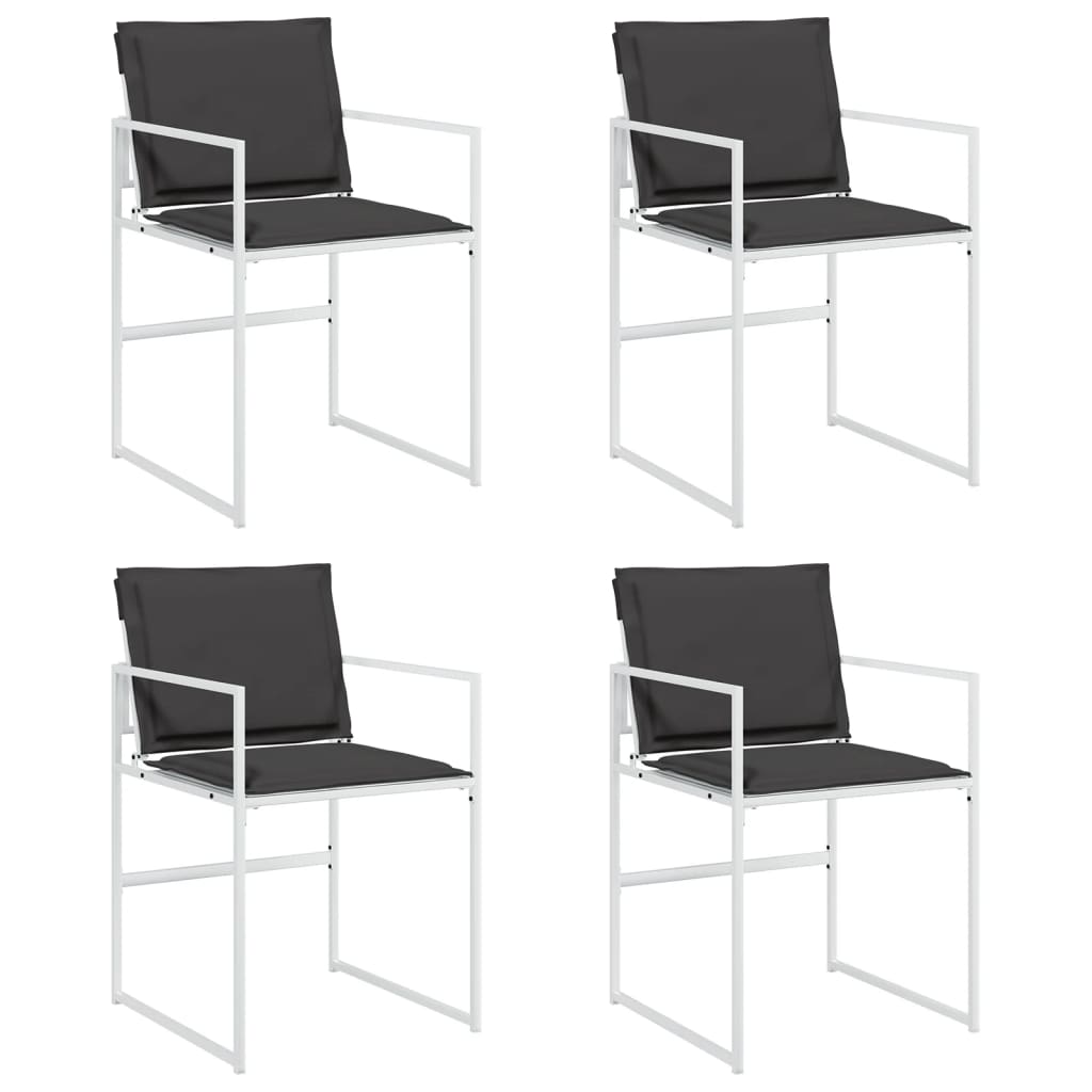 juego de 4 sillas de jardin - sillas de exterior - sillas terraza con cojines acero blanco y textilene