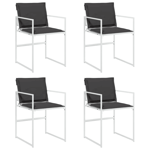 Cadeiras de jardim - Cadeiras de exterior c almofadões 4 pcs aço e textilene branco