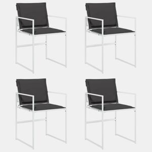 Cadeiras de jardim - Cadeiras de exterior c almofadões 4 pcs aço e textilene branco