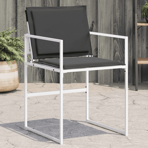 Cadeiras de jardim - Cadeiras de exterior c almofadões 4 pcs aço e textilene branco