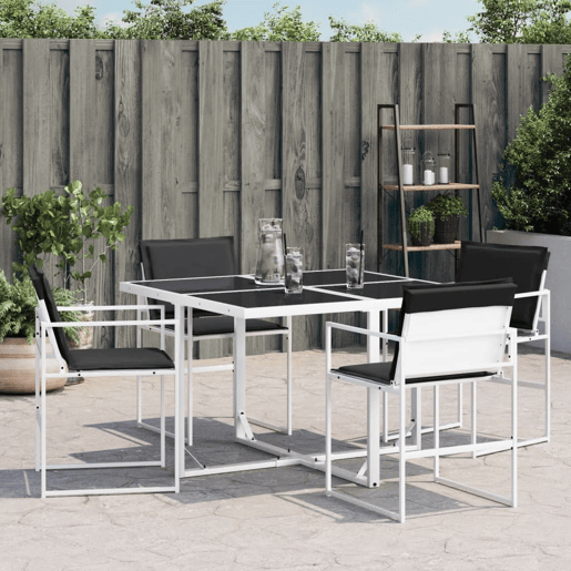 Cadeiras de jardim - Cadeiras de exterior c almofadões 4 pcs aço e textilene branco