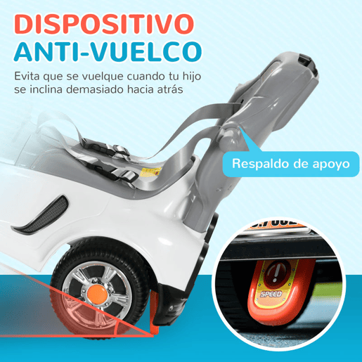 AIYAPLAY Carro Andador 3 em 1 para Crianças 12-36 Meses Carro Andador com Espaço de Armazenamento Design de Robot com Olhos Luminosos Música Buzina Pega de Empurrar e Toldo Amovíveis 89x44,5x84 cm Branco