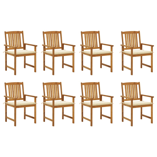Cadeiras de jardim - Cadeiras de exterior com almofadões 8 pcs acácia maciça Cadeiras de jardim - Cadeiras de exterior com almofadões 8 pcs acácia maciça