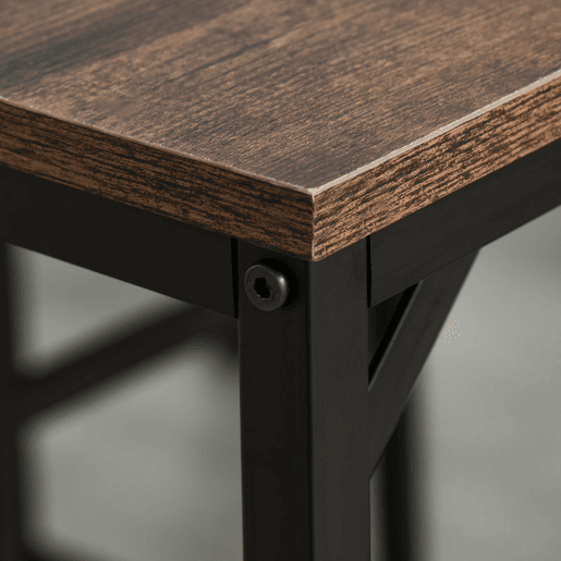 HOMCOM Conjunto de Mesa de Bar com 4 Bancos com Apoio para os Pés Conjunto de Móveis de 5 Peças Mesa de 100x60x88cm e Bancos de 32x32x57cm para Sala de Jantar Cozinha Preto e Nogueira
