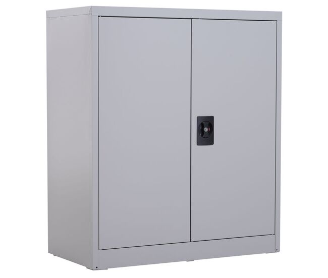 Vinsetto armario archivador metálico, archivador de oficina, con 2 puertas, cerradura, estante ajustable, armario metálico para sala de estar, estudio, 80x40x92,5 cm, gris