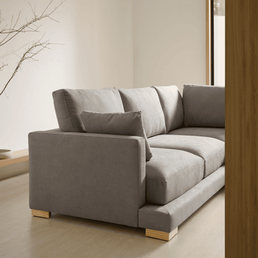 Sofá chaise longue Nordic Grand Class cinza, lado direito