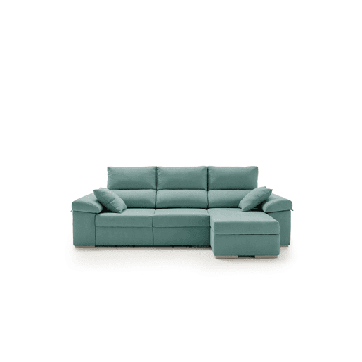 Sofá Chaise Longue Armonia Premium Turquesa com Armazenamento - Lado Direito