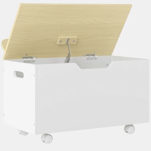 AIYAPLAY Baú de Brinquedos com Rodas Baú Infantil com Tampa Abatível e Dobradiça de Segurança Design de Nuvem para Quarto Sala de Jogos Creche 59x30x53 cm Branco e Madeira