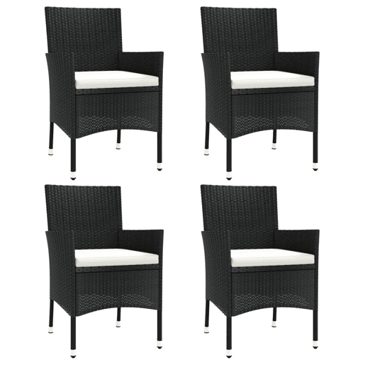 Cadeiras de jardim - Cadeiras de exterior com almofadões 4 pcs vime PE preto