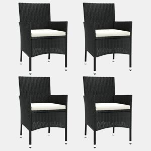 Cadeiras de jardim - Cadeiras de exterior com almofadões 4 pcs vime PE preto