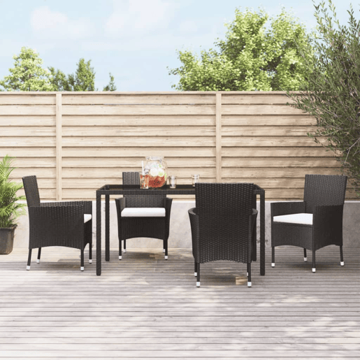 Cadeiras de jardim - Cadeiras de exterior com almofadões 4 pcs vime PE preto