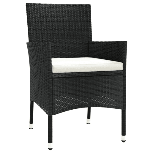 Cadeiras de jardim - Cadeiras de exterior com almofadões 4 pcs vime PE preto