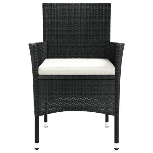 Cadeiras de jardim - Cadeiras de exterior com almofadões 4 pcs vime PE preto