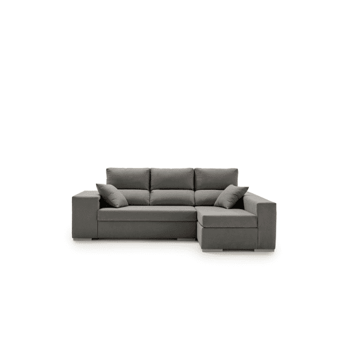 Chaise longue com pufe grande, cor Emerald Marengo, lado direito.