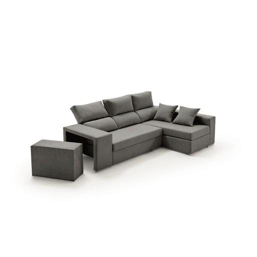 Chaise longue com pufe grande, cor Emerald Marengo, lado direito.