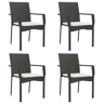 Cadeiras de jardim - Cadeiras de exterior com almofadões 4 pcs vime PE preto