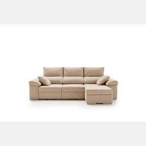 Sofá chaise longue Armonia Premium bege com espaço de armazenamento, lado direito.