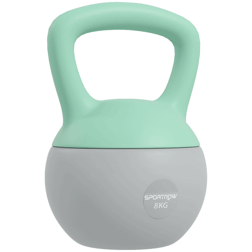 SPORTNOW Kettlebell de 8 kg Pesa Russa Preenchida de Areia Metálica e Alça Antiderrapante para Treino de Musculação em Casa Ginásio 19x19x28 cm Cinzento