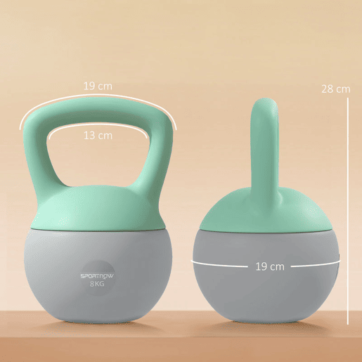 SPORTNOW Kettlebell de 8 kg Pesa Russa Preenchida de Areia Metálica e Alça Antiderrapante para Treino de Musculação em Casa Ginásio 19x19x28 cm Cinzento