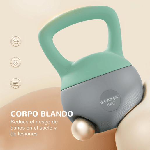 SPORTNOW Kettlebell de 8 kg Pesa Russa Preenchida de Areia Metálica e Alça Antiderrapante para Treino de Musculação em Casa Ginásio 19x19x28 cm Cinzento