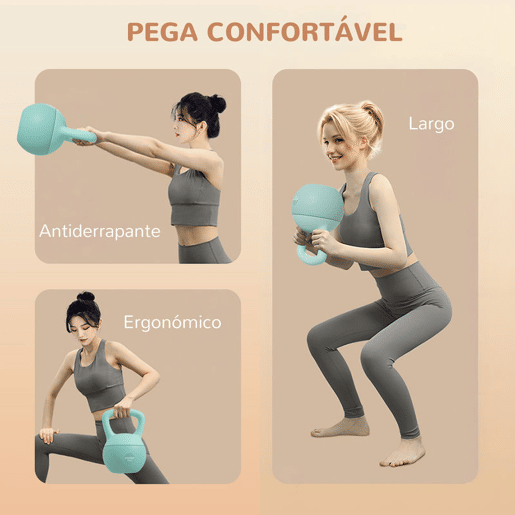 SPORTNOW Kettlebell de 8 kg Pesa Russa Preenchida de Areia Metálica e Alça Antiderrapante para Treino de Musculação em Casa Ginásio 19x19x28 cm Cinzento