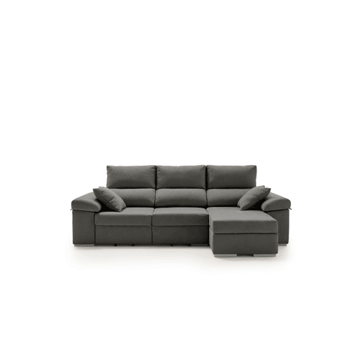 Sofá-cama Armonia Premium Marengo com chaise longue à direita e espaço de armazenamento.
