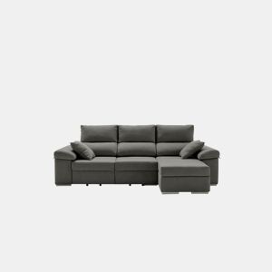 Sofá-cama Armonia Premium Marengo com chaise longue à direita e espaço de armazenamento.