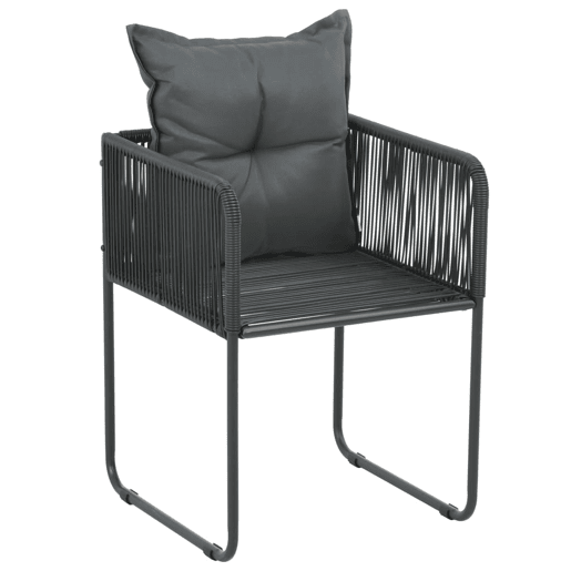 Cadeiras de exterior - Cadeiras de jardim 6 pcs c almofadões vime PE preto
