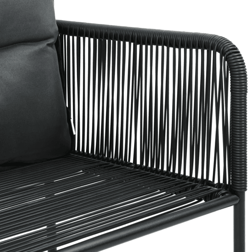 Cadeiras de exterior - Cadeiras de jardim 6 pcs c almofadões vime PE preto